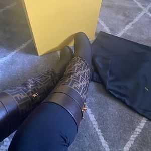 Authentic Fendi Zucca FF logo riding boots